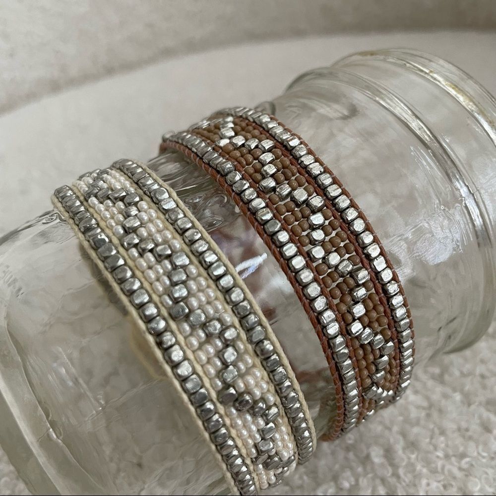 2 Adjustable Seed Bead Bracelets